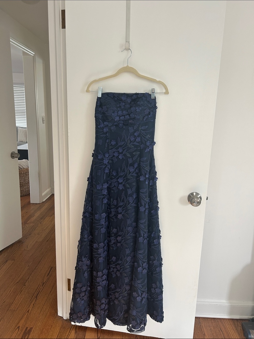 Park 109 Strapless Navy Floral Embroidered Evening Gown